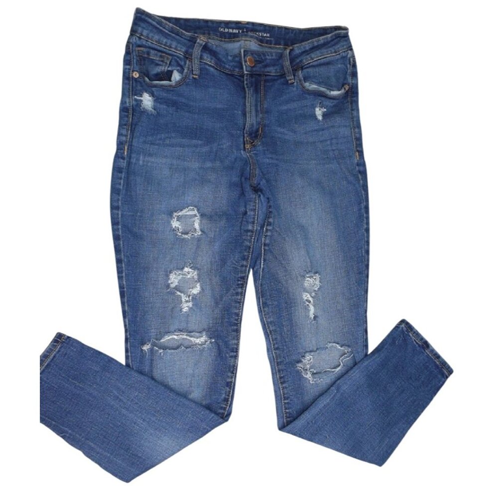 Old Navy Rockstar Womens Jeans size 8 Regular Distressed Tapered     JH818